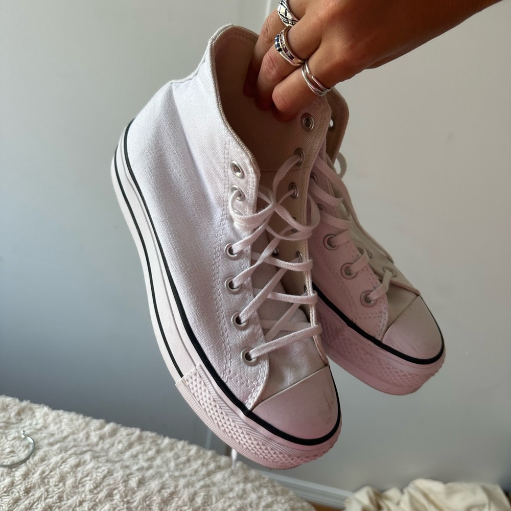 Converse white platform high tops